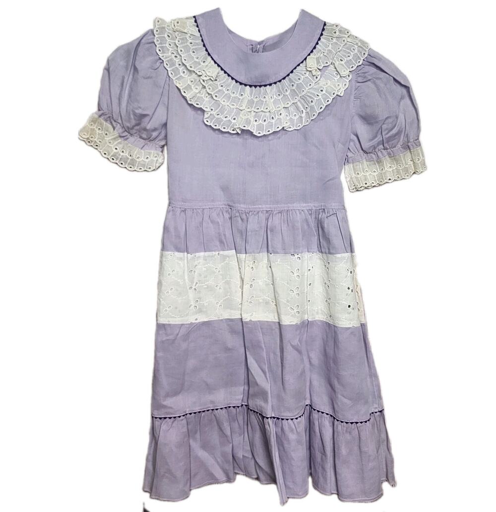 Vtg Tiny Town Togs Cottagecore Prairie Floral Lace Dress Girls Size 6